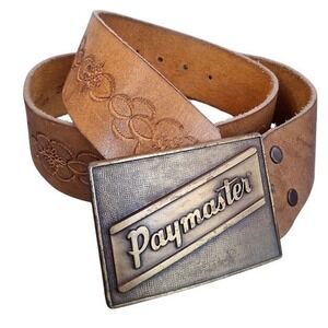 Y2k Vintage Women's size 28" Leather‎ Embossed Grungecore Western Paymaster Belt